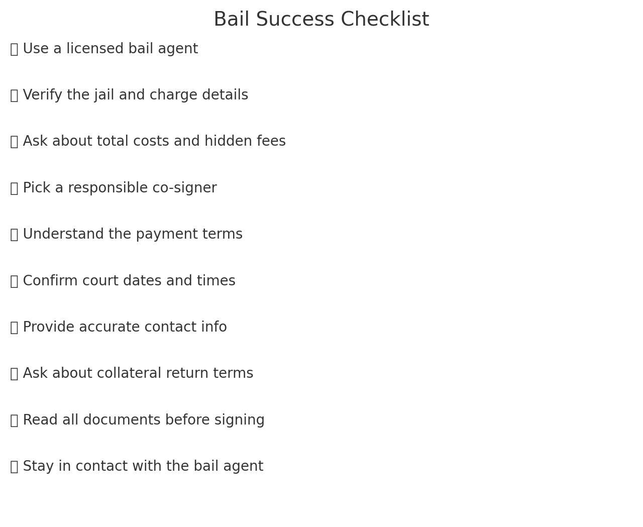Bail Success Checklist